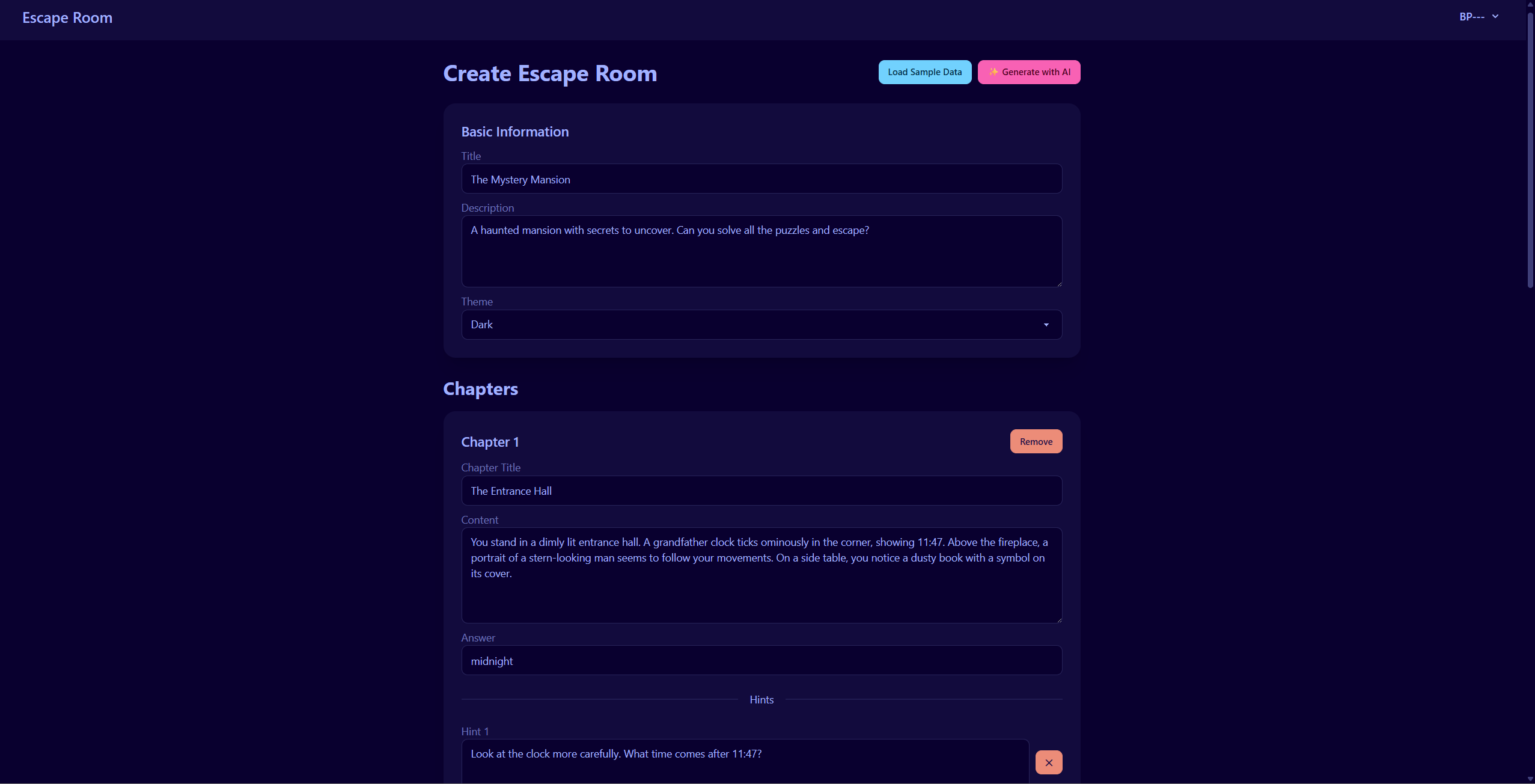 Escape room creation