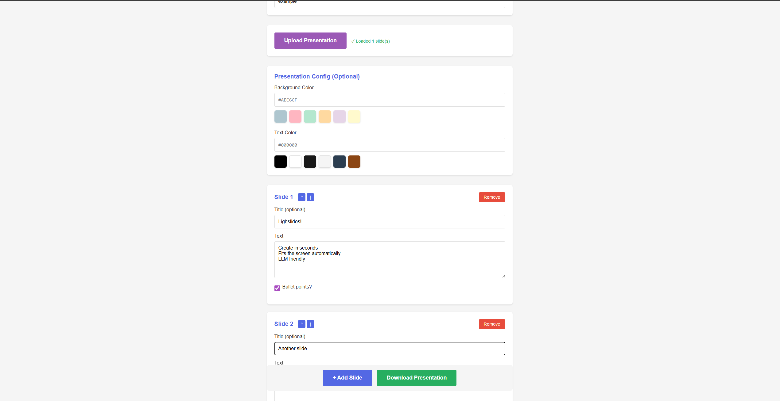 Creating a presentation