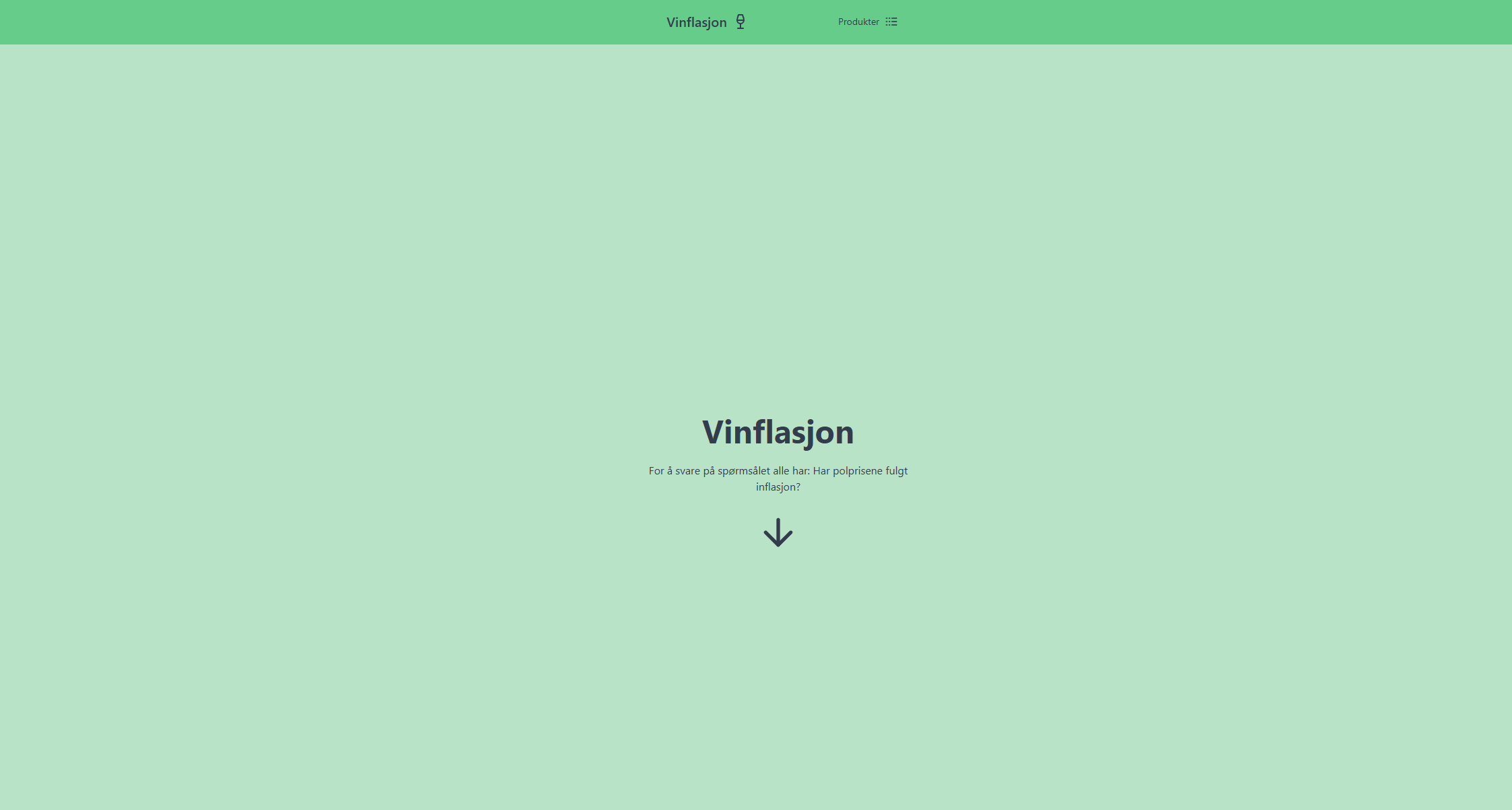 The landing page of Vinflasjon